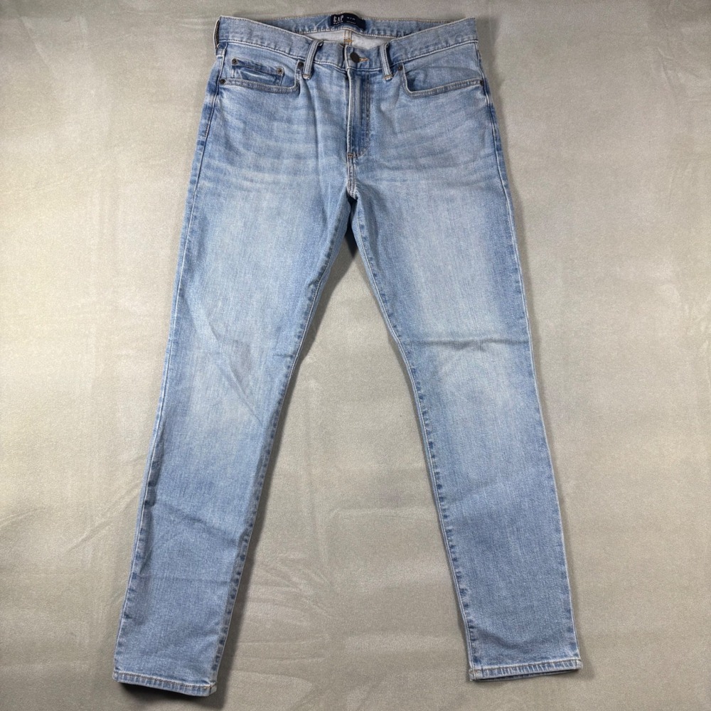 Gap Denim Mens Skinny Fit Light Wash Blue Jeans 32x30 Stretch Casual